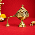 Brass Dhoopakal with Handle | Traditional Dhoop & Sambrani Holder