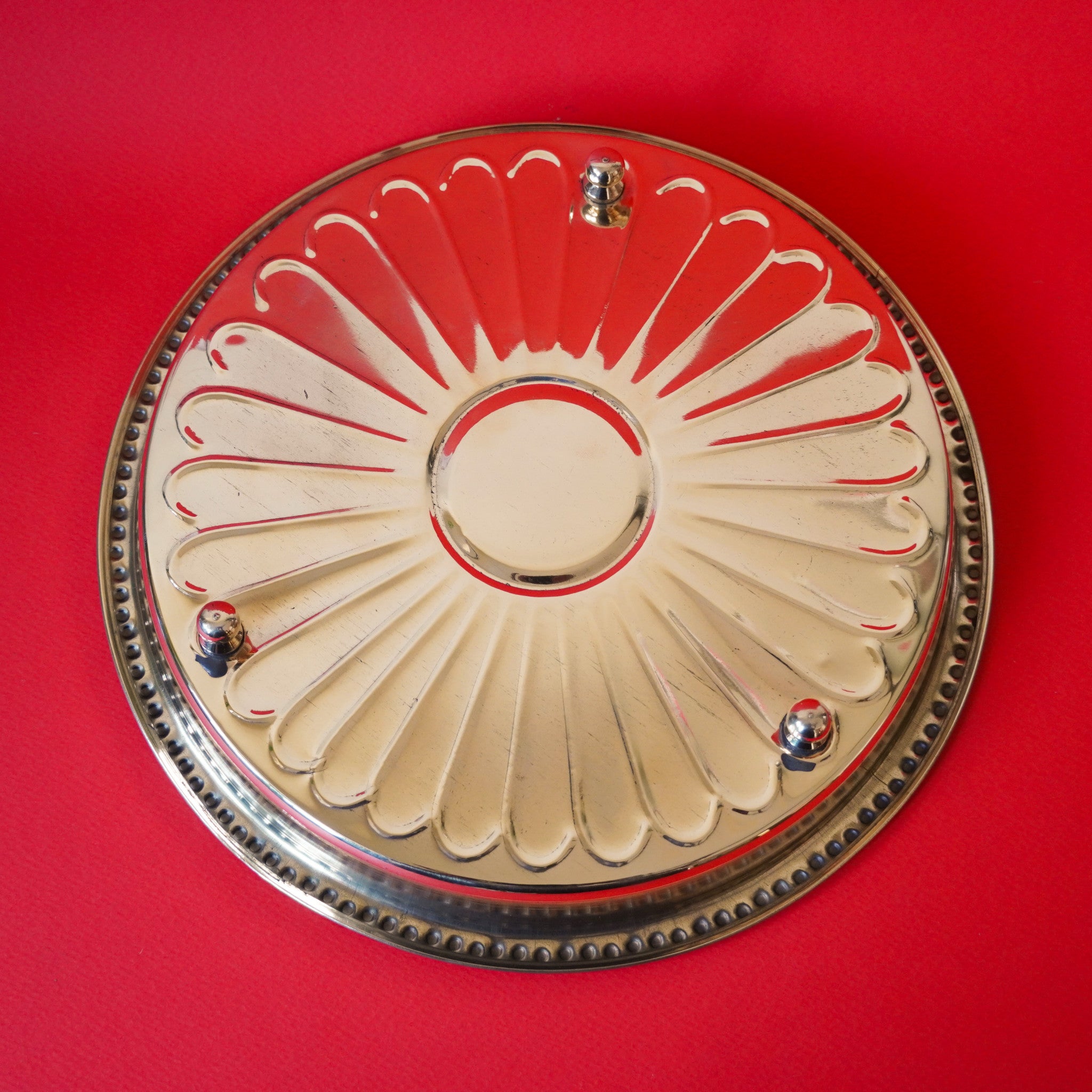 Brass Pooja Plate with Stand | Traditional Aarti Thali with 3 Legs
