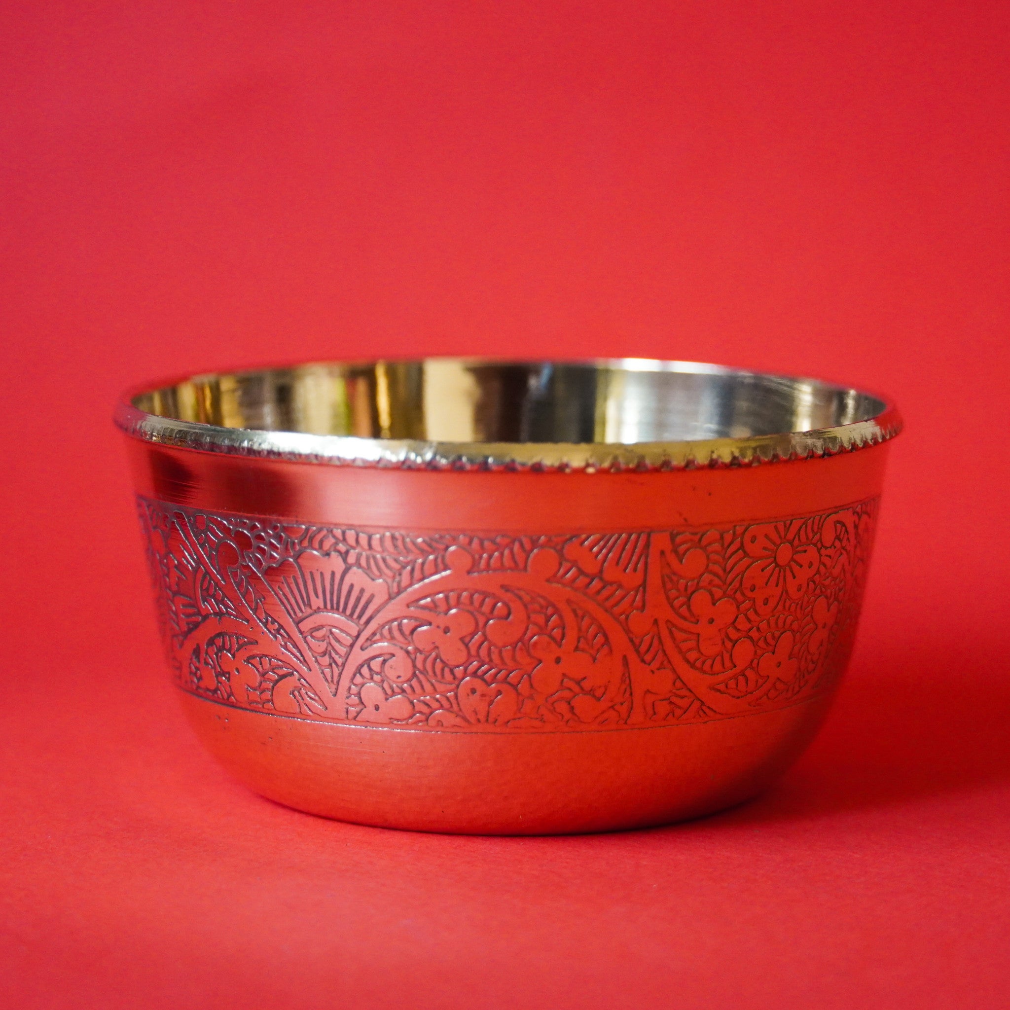 Brass Prasadam Cup with Engraved Design | Traditional Pooja Offering Bowl