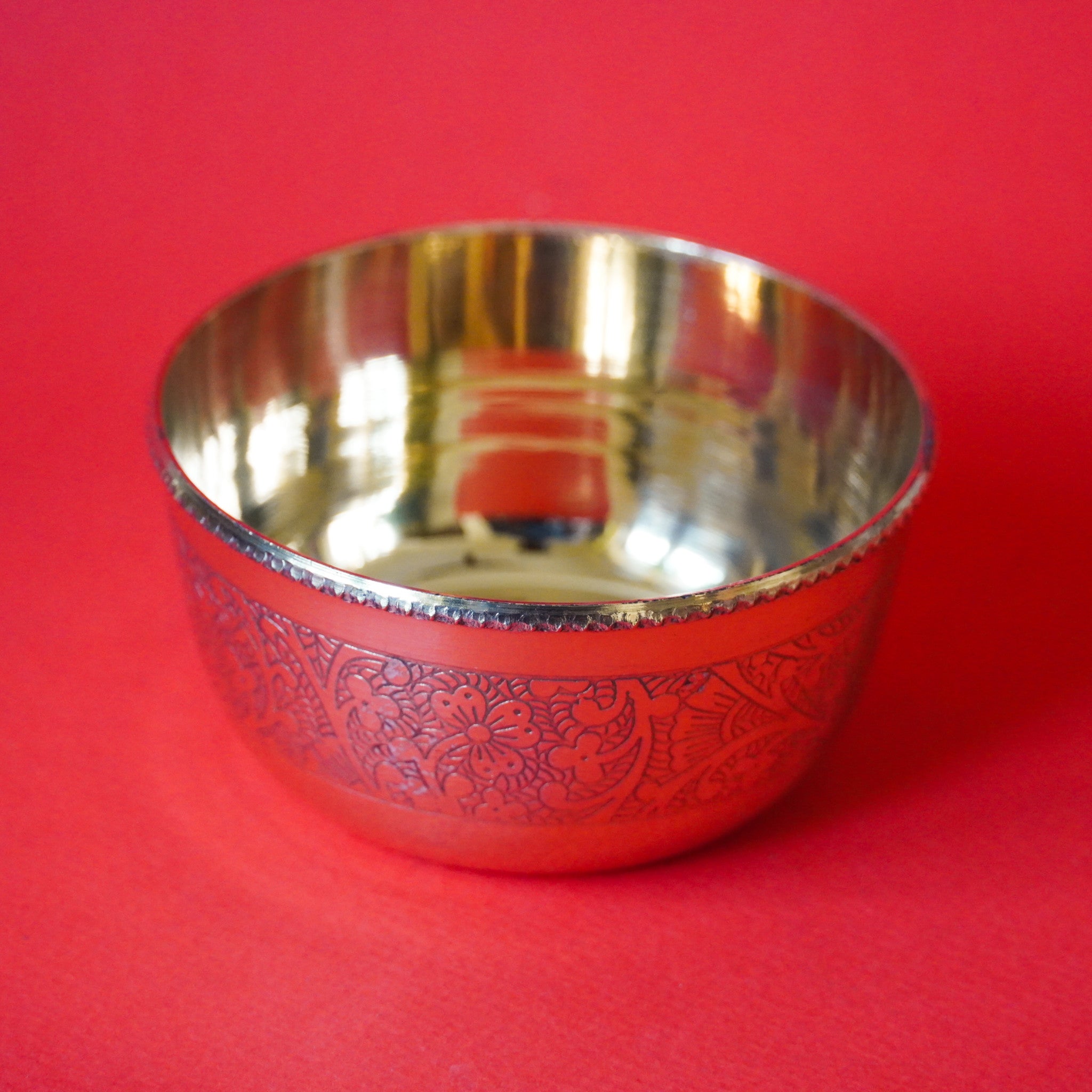 Brass Prasadam Cup with Engraved Design | Traditional Pooja Offering Bowl