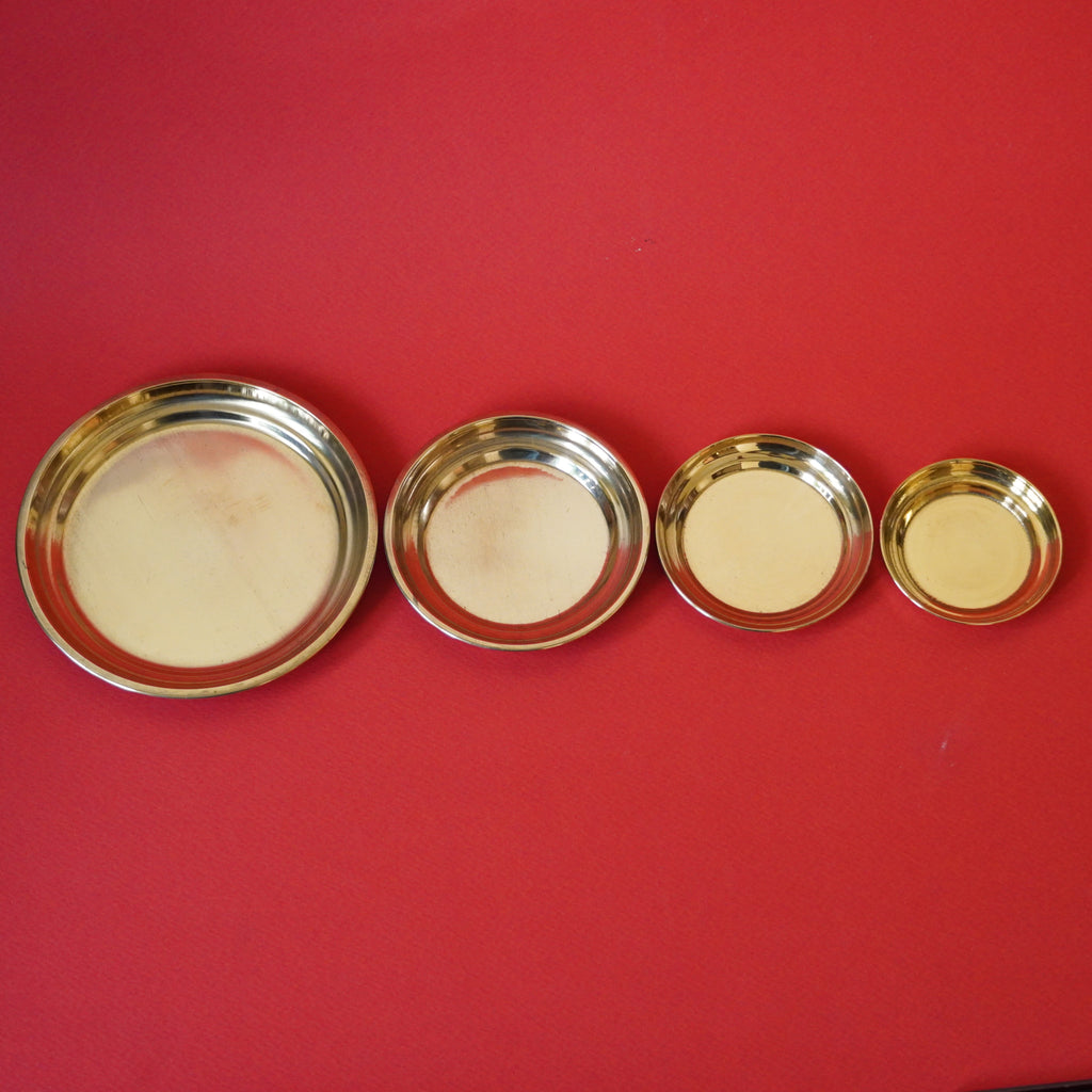 Brass Prasadam Plates Set of 4 | Small Pooja Plates