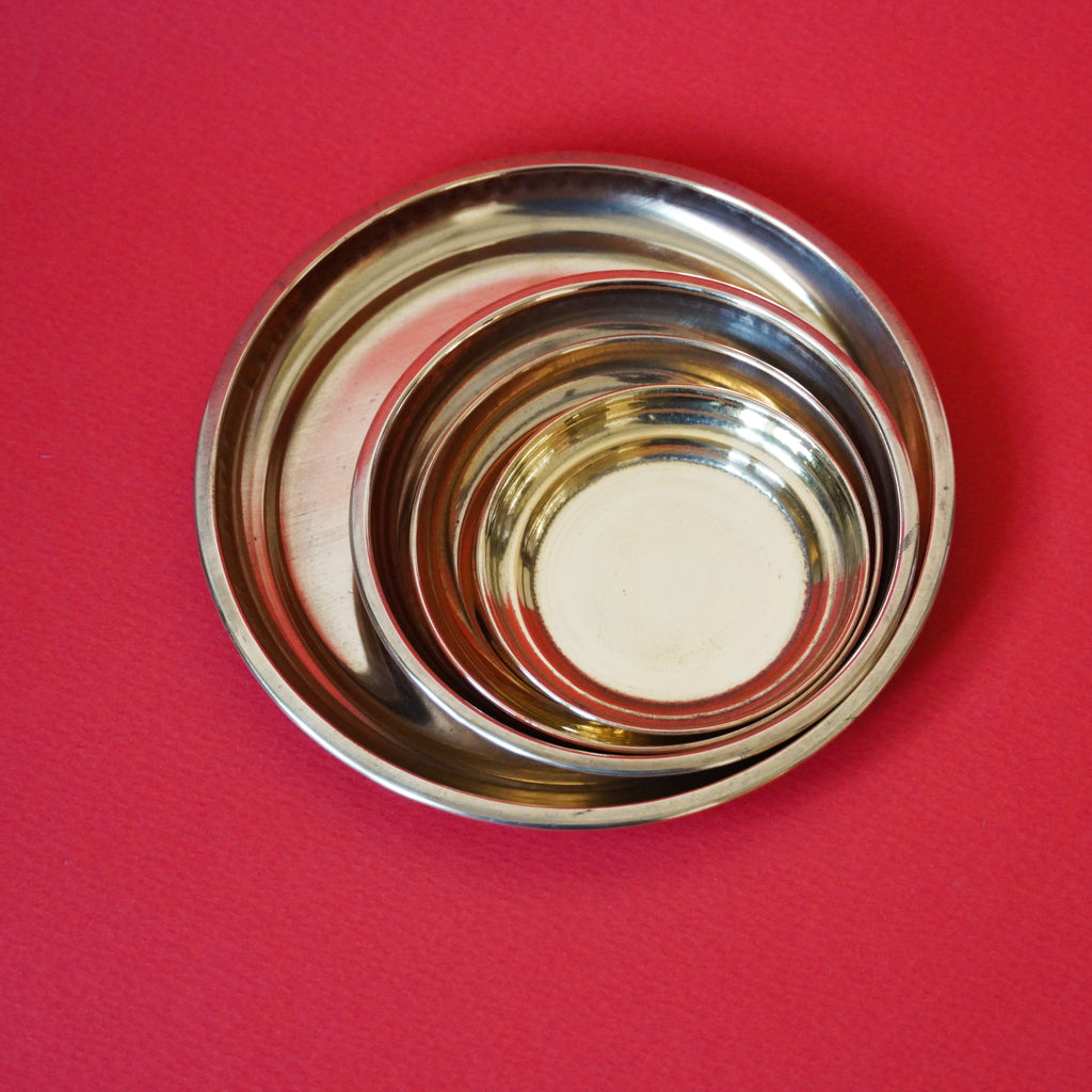 Brass Prasadam Plates Set of 4 | Small Pooja Plates
