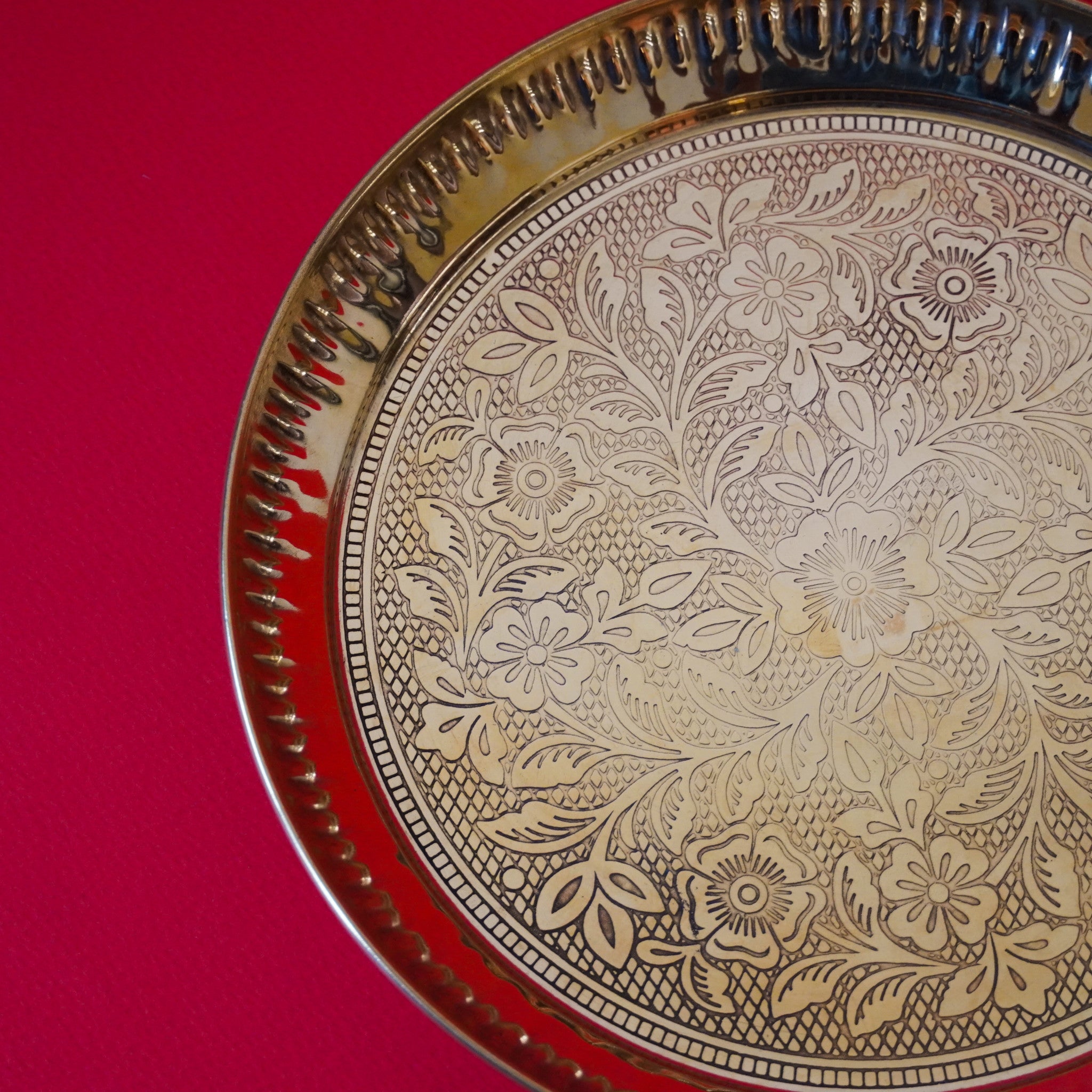 Brass Round Engraved Pooja Plate | Decorative Aarti Thali