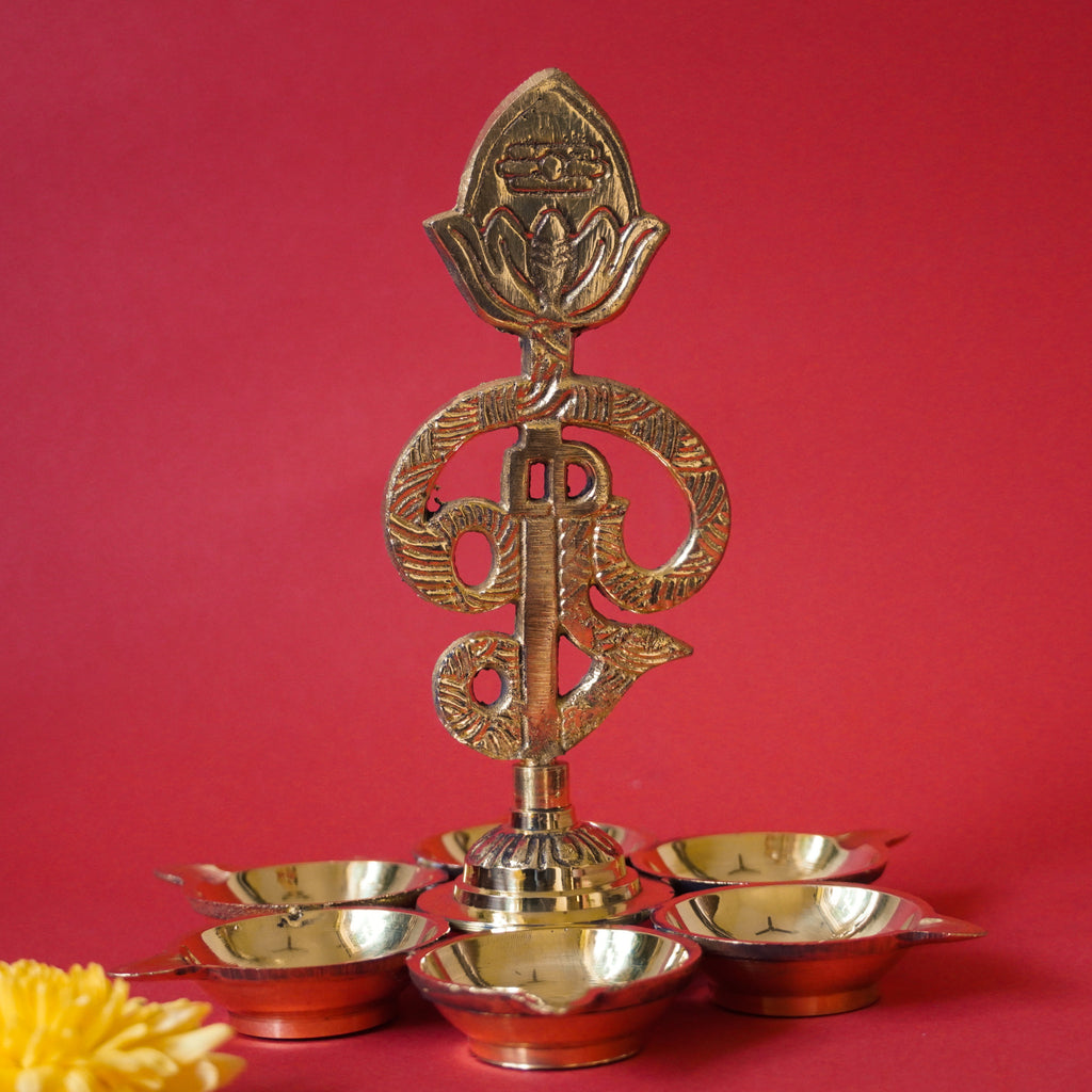 Brass Om Vilakku Deepam | Aum Oil Lamp for Pooja