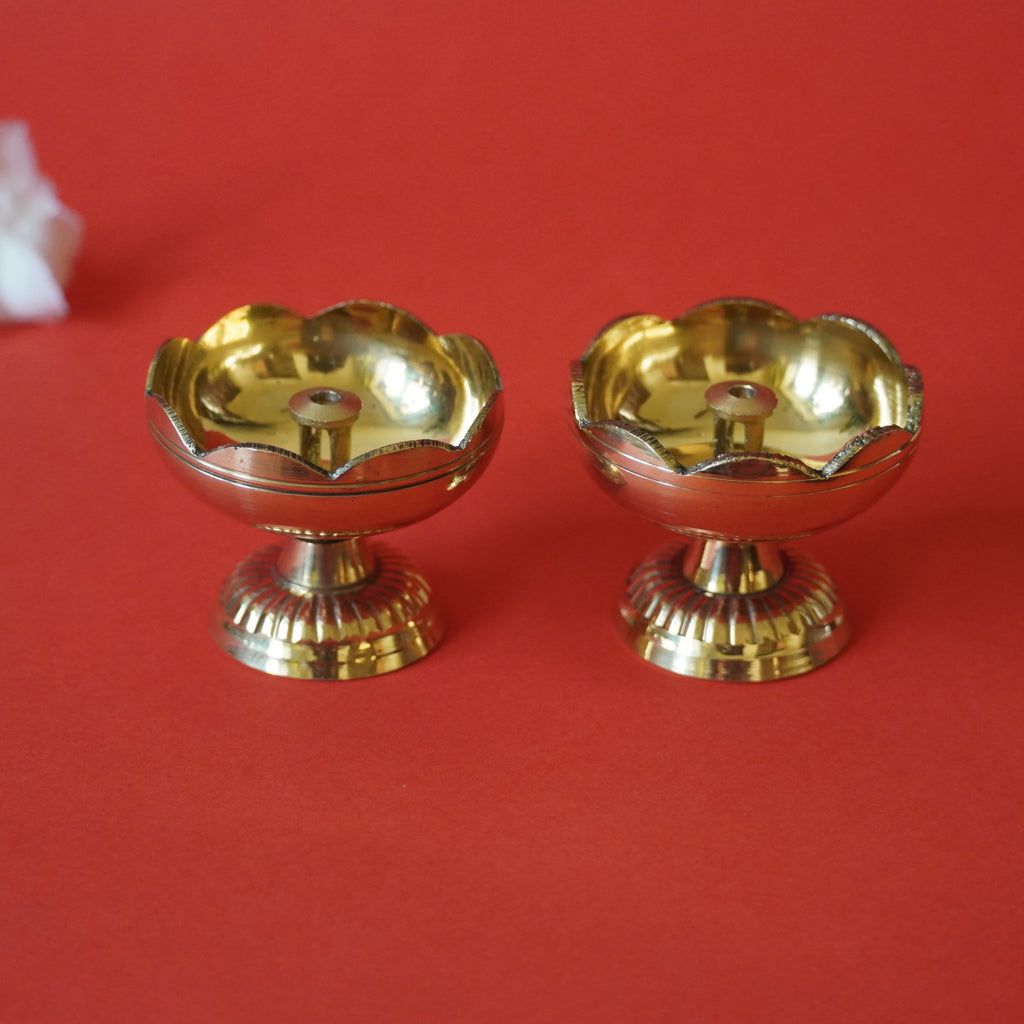 Brass Lotus Deepam - Set of 2